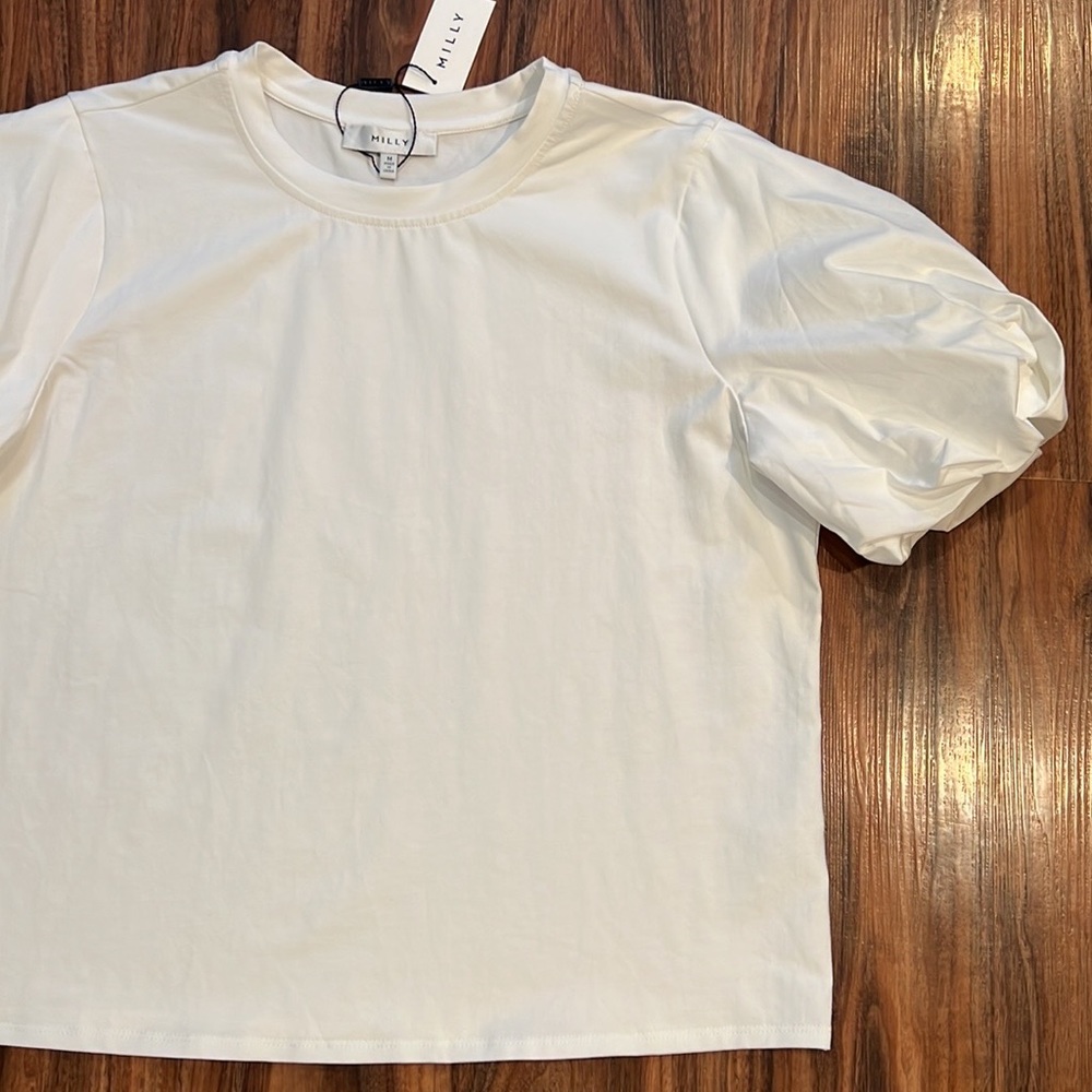 Milly Monica Jersey Poplin Combo Tee - Picture 8 of 14